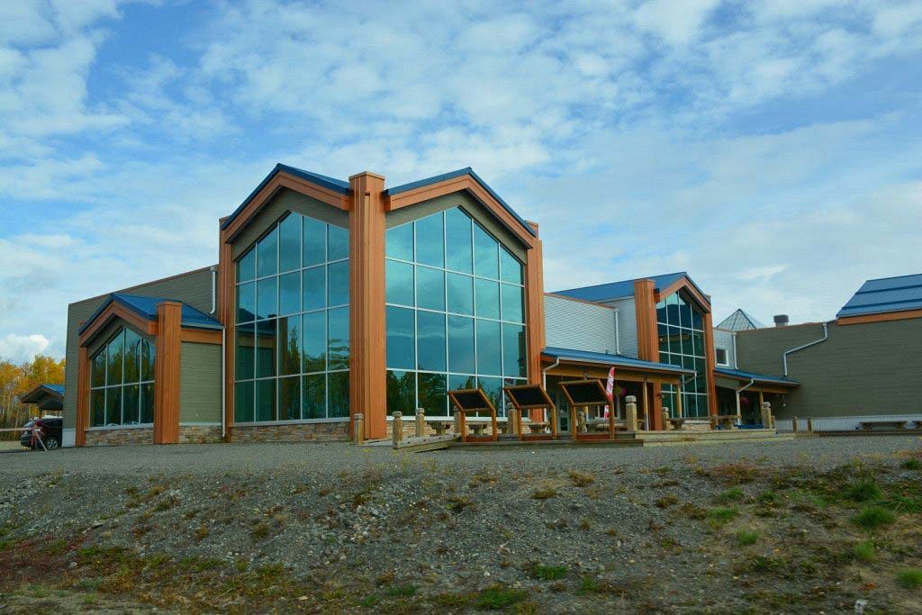 Da Kų Cultural Centre celebrates the vibrant language, culture and traditions of Champagne and Aishihik First Nations people. The centre offers guided tours, campfire talks, traditional artwork. Shown is the Visitors Centre.