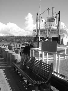 The S.S. Klondike vessel is steam and stern driven, flat bottomed with square knuckles.