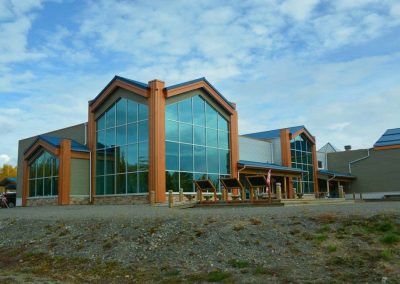 Da Kų Cultural Centre celebrates the vibrant language, culture and traditions of Champagne and Aishihik First Nations people. The centre offers guided tours, campfire talks, traditional artwork. Shown is the Visitors Centre.